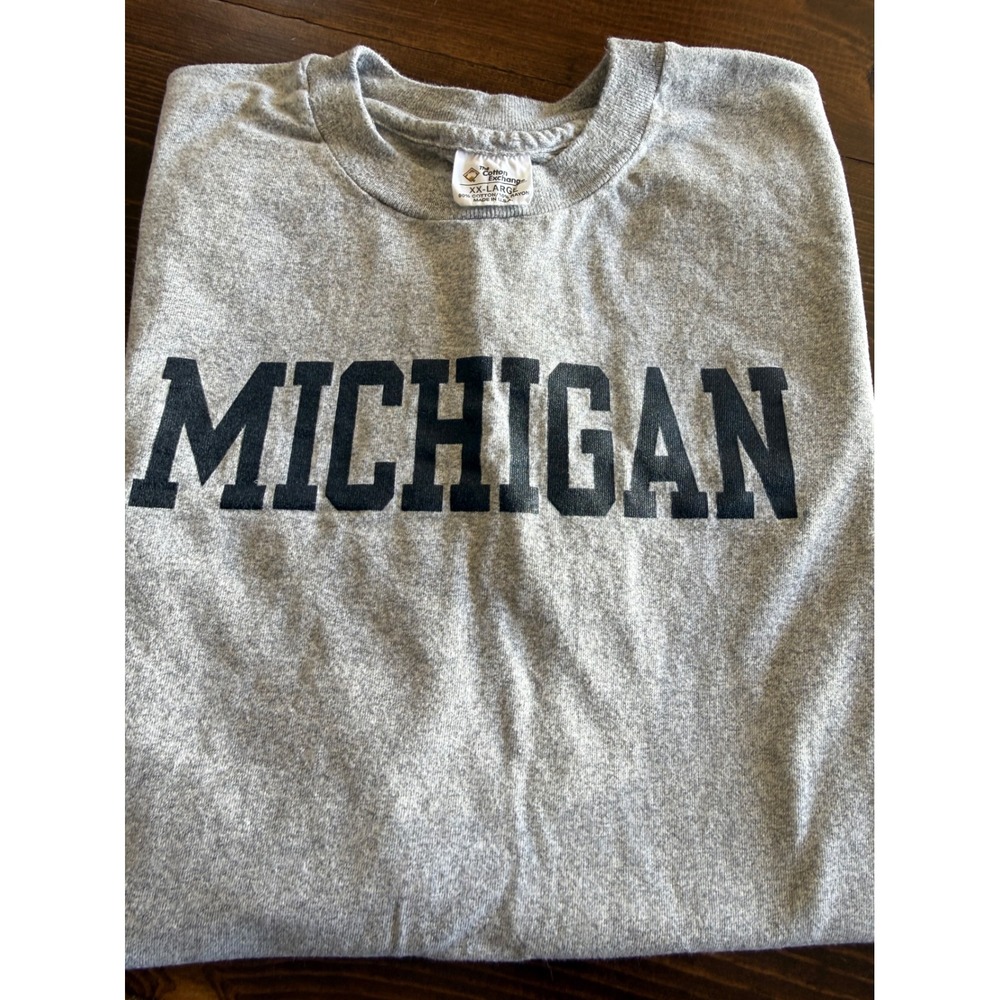The Cotton Exchange Michigan T-Shirt Mens XX-Large Gray Heather Short Sleeve USA